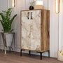 Hanah Home Zapatero Nogal y Blanco Mármol Industrial Organizador de Calzado Estilo Moderno